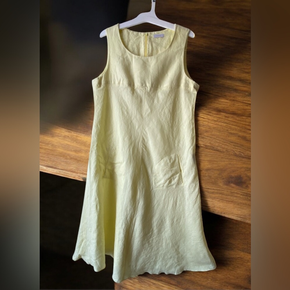 RIANI butter Yellow Sleeveless linen Dress size 10